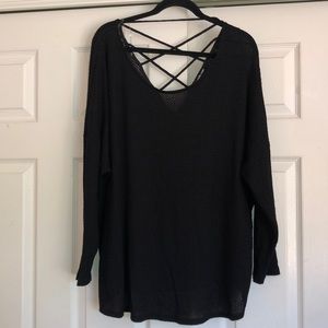Charlotte Russe Plus Black Long Sleeve Sweater